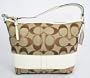 Coach Signature Stripe Large Shoulder Bag Kh/White