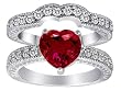 Original Star K(tm) 8mm Heart Shape Created Ruby Wedding Set LIFETIME WARRANTY