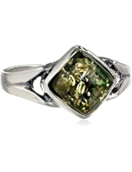Sterling Silver Green Amber Small Square Ring