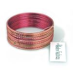 Set of 12 Piece Beachcombers Western Fashion Indian Ethnic Bangle Bracelets with Gold Accent - Pink $3.99