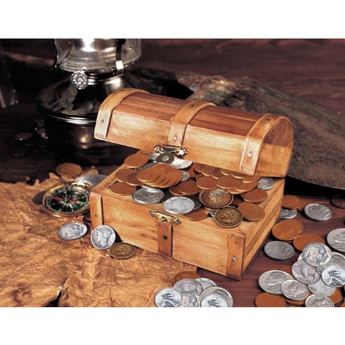 Historic Wooden Treasure Chest with at Least 50 Old U.S. Mint Coins-image