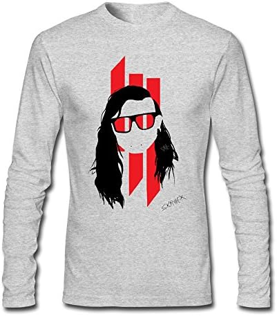CLHUA Men's Skrillex DJ Techno Music Long Sleeve T-shirt HeatherGray M
