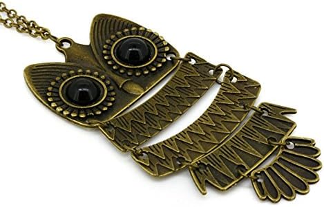 Forvery Vintage Retro Textured Big eyes Owl Pendant Necklace With Long Chain