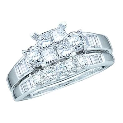 Cheap Girls Jewelry 0.53CT DIAMOND CENTER PRINCESS BRIDAL SET SIZE 6 For Sale