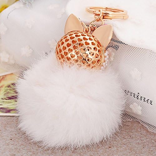 RLM Collection - Fox Fur Luxury Keychain ▎ Hand Made ▎ Decorated With Shiny Crystals And Pearls