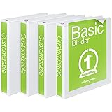 Wilson Jones Round Ring View Binder, 1 Inch, Basic, 362 Series, Customizable, White, 4 Pack (W70362-14W)
