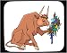 Decorated Mouse Pad with bull, sitting, flower, smelling, animal