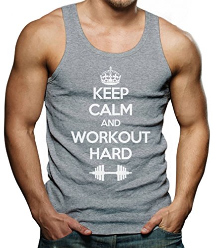 Keep Calm & Workout Hard - Gym Tank Top Men s Singlet X-Large Grey