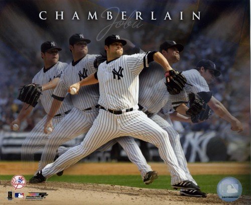 Joba Chamberlain New York Yankees 8x10 Photo (5 Exposre with Name Overlay)