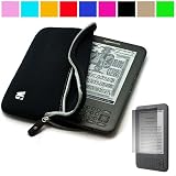 Durable Protective Neoprene Glove Sleeve Cover Carrying Case for Amazon Kindle 3 Wifi 3G 6 inch LCD Display Screen + Clear Screen Protector for Amazon Kindle Wifi Wireless Device 6 inch LCD Display Screen