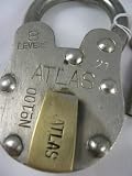 Large Iron Antique Style Replica Atlas Padlock with 2 Keys