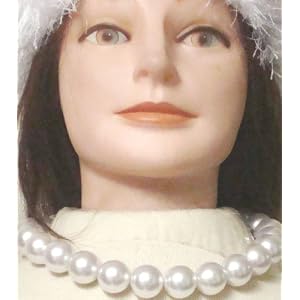 One Strand Simulated Large White Pearls Choker Necklace Earrings on Clips for Women Teens