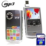 SVP MP300 HD MP3 Player and Pocket HD Video Grey Camera, YouTube Software w 16GB SD
