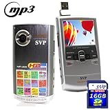 SVP MP300 HD MP3 Player and Pocket HD Video Grey Camera, YouTube Software w 16GB SD