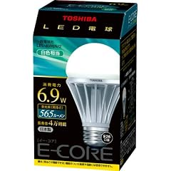 TOSHIBA E-CORE LED電球 一般電球形6.9W(白色相当) LEL-AW6N/2