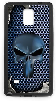 Special Design Punisher Skull on Metal Pattern SamSung Galaxy Note4 Plastic and TPU (Laser Technology) Durable Case, Cell Phone Cover