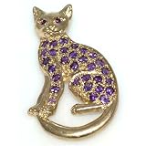 Produkt-Bild: Brosche Katze in Gelbgold 375/000 mit Amethyst Gewicht - 10,05GR