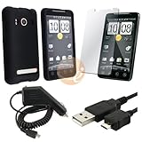 4in1 Black Case Charger Accessory Bundle For HTC EVO 4G