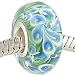 Blue Hawaii Murano Style Glass and Sterling Bead with Solid Single Core Fits European Charm Bracelet