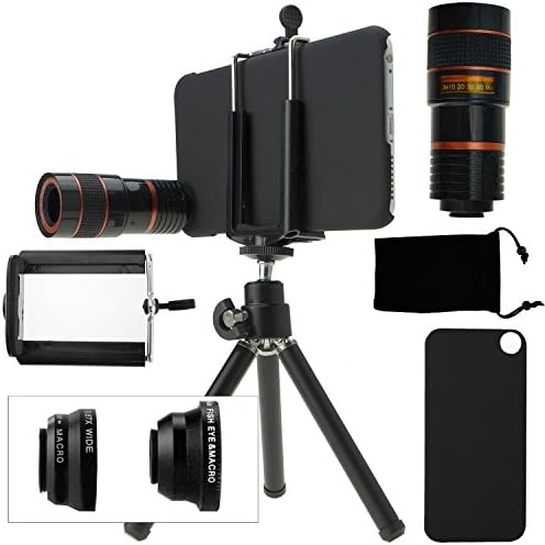 Altavors Camera Lens Kit, Phone Camera for Iphone 6 / 6s Including 8x Telephoto Lens / Fisheye Lens / Macro Lens / Wide Angle Lens / Tripod / Phone Holder...(black)