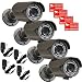 VideoSecu 4 Pack 700TVL High Resolution 1/3" SONY Effio Color CCD Infrared Bullet Security Cameras Day Night Vision Outdoor OSD Menu Weatherproof IP66 4-9mm Vari-focal Lens for CCTV DVR Home Surveillance System with Power Supplies and Warning Stickers CMV