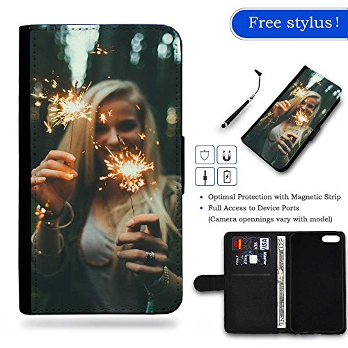 GIFT SPGECELL CASE // Leather Wallet Case Protective Cover Card Money Holder Pouch for LG X Power // Sparklers Joyous