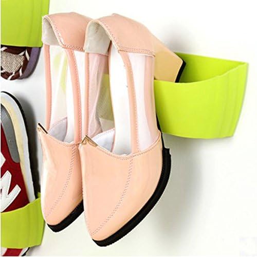 Nontoxic ABS Shoe Rack Wall Hanging Balcony Shoes Storage Shelf Organizer Hanger Color:Green