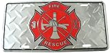 Fireman Firefighter Diamond Cut 6" x 12" Embossed Aluminum License Plate