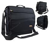 Unisex Hi-Tec Messenger Satchel Laptop Work College School Shoulder Bag (Black)