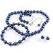 Dark Blue 8mm Glass Pearl Necklace, Bracelet and Earring Set by Margot Townsend
