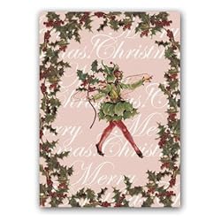 Merry Christmas with Elf - 5" x 7" Vellum Overlay Greeting Card