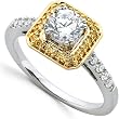 14K Two-Tone Gold Natural Yellow and White Diamond Engagement Ring Semimount - 0.25 Ct. - CENTER STONE NOT INCLUDED