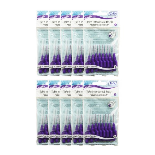 Purple TePe Interdental Brushes 1 1mm 10 Packets of 8 80 Brushes