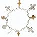 Two Tone Seven Cross Charm Bracelet