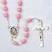 Baptismal Rosary - Guardian Angel - 3mm Pink Beads - 15" Chain - MADE IN ITALY - Gift Box Included