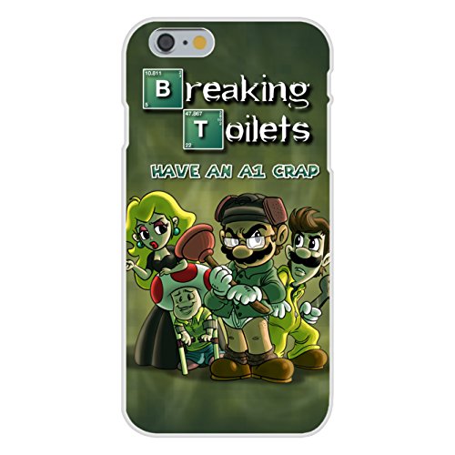 Apple iPhone 6 Custom Case White Plastic Snap On – “Breaking Toilets” Funny Video Game & TV Show Parody