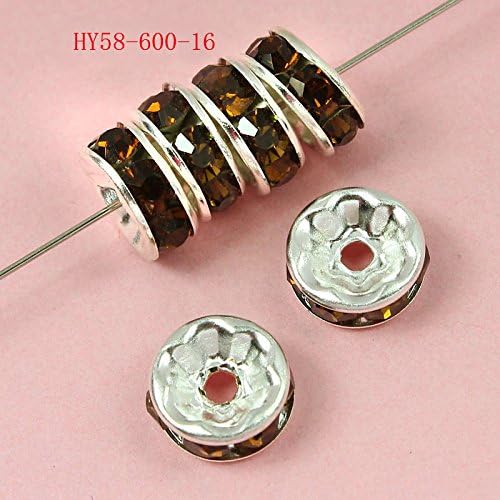 100 Pcs Swarovski Crystal Rondelle Spacer Bead Silver Plated 6mm (Smoked Topaz)