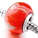 Deep Red Pattern European Beads Fits Pandora Charm Bracelet