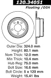 Centric Parts 120.34051 Premium Brake Rotor with E-Coating