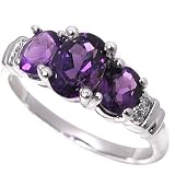 1.7ct Genuine Natural Amethyst Gemstone and Diamond 10k White Gold Ring