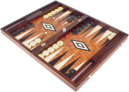 Manopoulos Mahogany Backgammon Set - Black