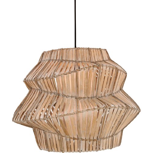 Quoizel RTG1826 Tobago 1 Light Split Bamboo Pendant, Handmade Paper Inner Shade