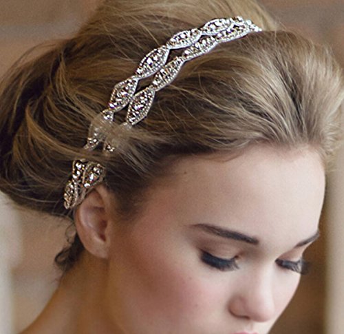 Double Strip Diamond Bride Bridal Wedding Accessory Hair Head Band Wear Rhinestone Jewelry Headdress Headband Tiara