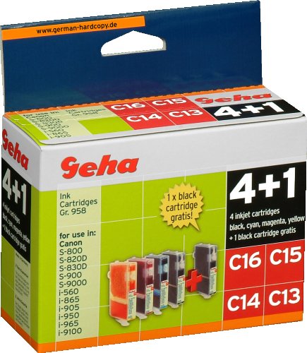 5 Geha Tintenpatronen im Multipack für Canon ersetzt Nr. BCI-6 farbig + schwarz