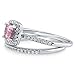 BERRICLE Sterling Silver 0.75 ct.tw Cushion Pink Cubic Zirconia CZ Halo Engagement Wedding Ring Set