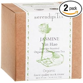 SerendipiTea Yin Hao Jasmine Scented Organic China Green Tea, 4-Ounce Boxes (Pack of 2)