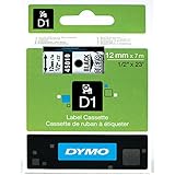 DYMO High-Performance Permanent Self-Adhesive D1 Polyester Tape for Label Makers, 1/2-inch, Black Print on Clear, 23-foot Cartridge (1838816)