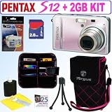 Pentax Optio S12 12MP Digital Camera (Pink) + 2GB Accessory Kit