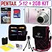 Pentax Optio S12 12MP Digital Camera (Pink) + 2GB Accessory Kit