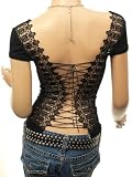 Patty Women Sexy Corset Embroidered Cap Sleeve Top